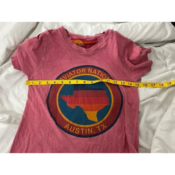 Aviator Nation Kids Austin Texas Short Sleeve Shirt Size 12 Pink Red - Picture 10 of 11